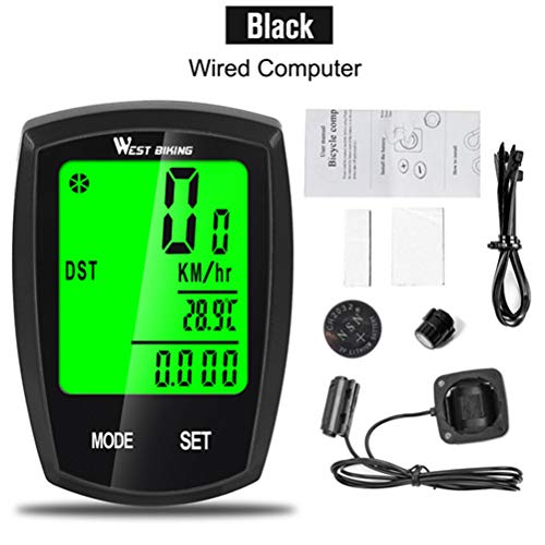 Abaodam Bicycle Computer Wired Led Digital Rate Cycling Waterproof Odometer Stopwatch Speedometer Bike Computer (Black) Bike Part And Accessories #TOP3