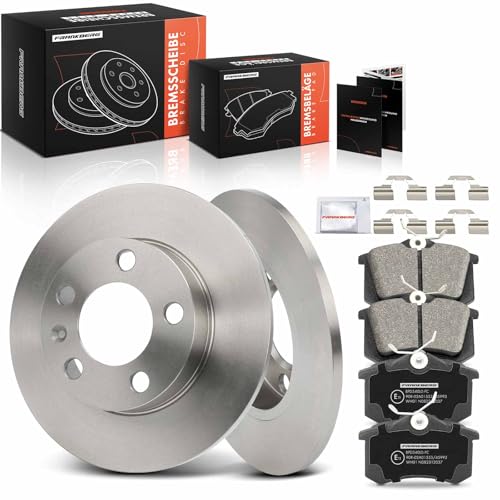 Frankberg Brake Kit incl. 2x Brake Disc + 4x Brake Pad Rear Compatible with Golf IV 1J1 Polo 6C1 6R1 Fabia II 542 Polo 9A 9N Replace# 1J0698451C 1J0698451B
