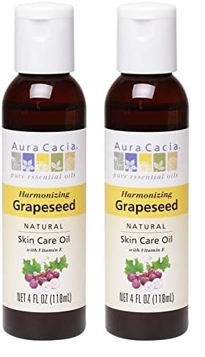 Aura Cacia Aceite para el cuidado de la piel de semilla de uva  GCMS probado para pureza  4.0 fl oz (4 onzas líquidas) (paquete de 2)