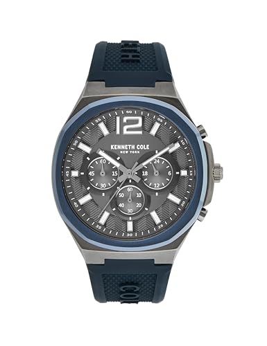 Kenneth Cole Quartz Chronograph Grey Dial Blue Silicone Strap Watch for Men - NEKCWGO2104903MN