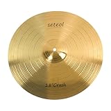 Seteol 18 inch Low Volume Cymbal Golden Mute Cymbal Crash Cymbal Drum Quite Alloy Cymbal for Kids Adult Practice Traditional Finish Brass for Drum Hardware Cymbal Pack (18