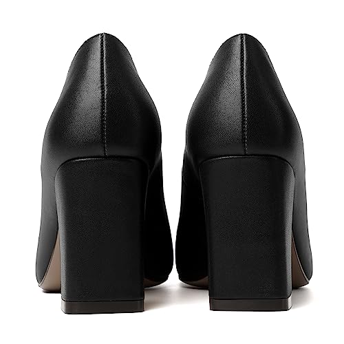 Image of MODENCOCO Womens Sexy Formal Matte Slip On Square Toe Work Block High Heel Loafers Shoes 3.5 Inch