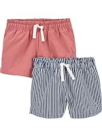 Simple Joys by Carter’s Mädchen Knit, Pack of 2 Shorts, Korallenrosa/Marineblau Streifen, 12 Monate (2er Pack)