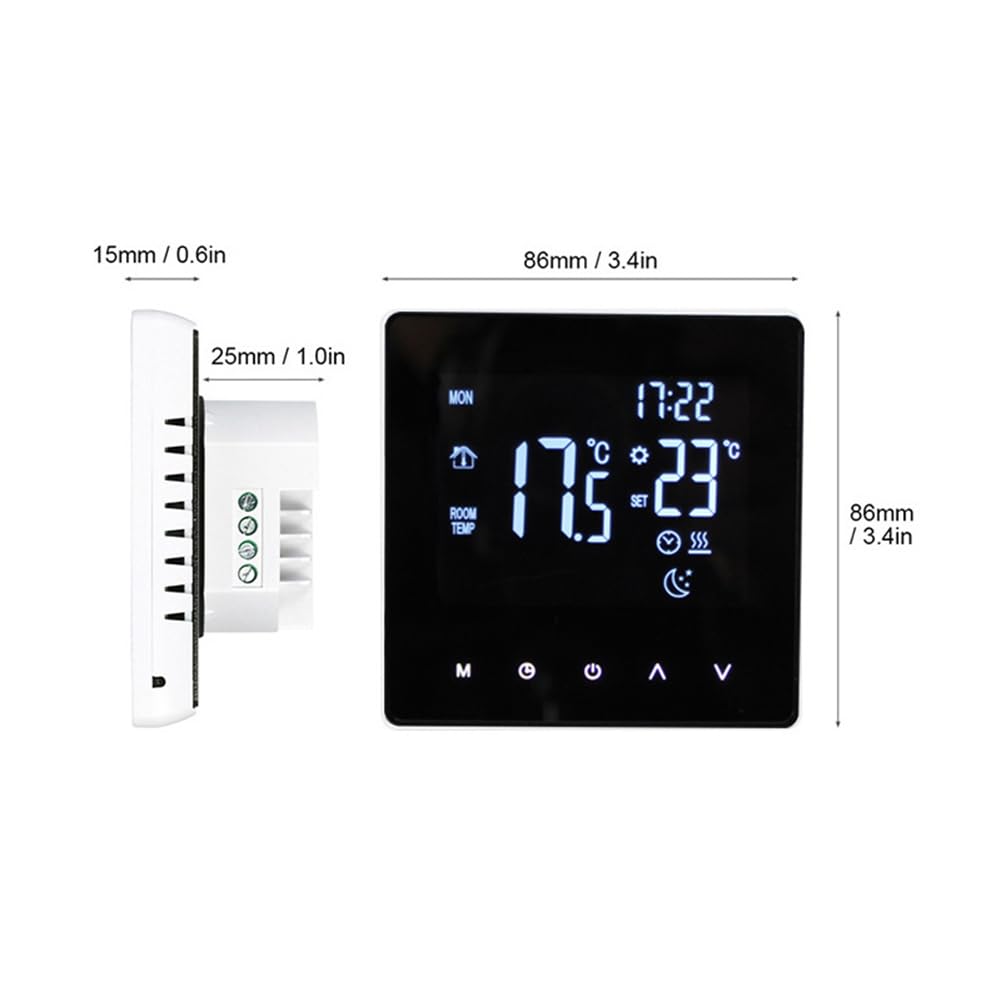 Termostato WiFi, Termostato Termostato Intelligente Programmabile, Termostato Smart per Caldaia, Compatibile con Alexa e Google Home, Nero