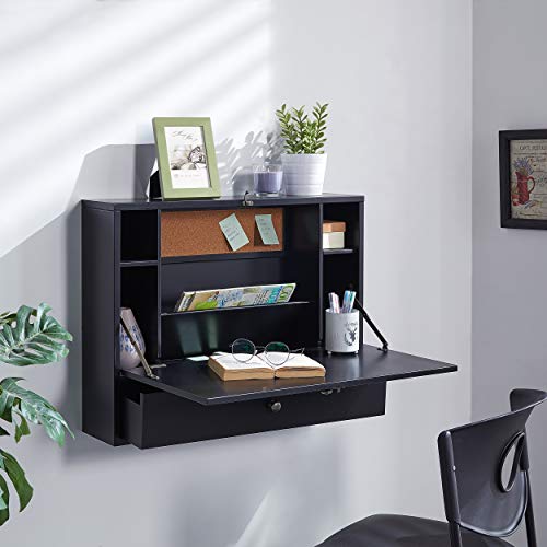 Southern Enterprises Wall Mount Folding Laptop Desk, Black
