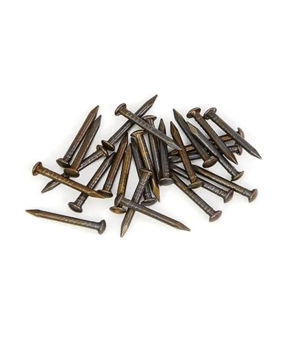 10/20/50/100 piezas Clavos mini cabeza redonda en latón antiguo, bronce, cobre puro, diámetro 1.2-2.8mm, longitud 8-50mm para bisagra de muebles y tambor (Color: (20pcs)2.8x30mm)((10pcs)2.8x50mm)