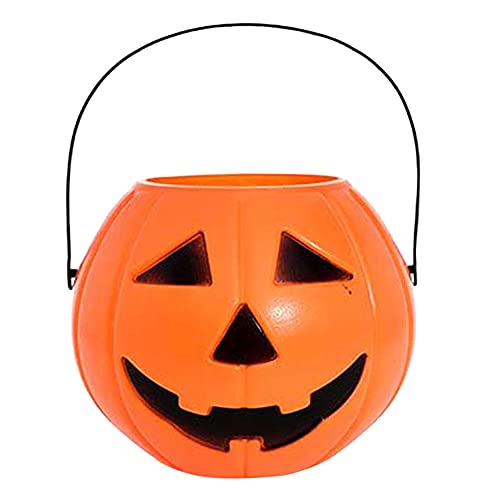 JINLL Seaux De Citrouille Portables d'halloween pour Enfants Trick Or Treat Pot De Pot De Porte-Seau De Bonbons À La Citrouille Minicitrouille Seau De Bonbons pour Les Cadeaux,10 * 9 cm Cover