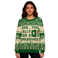 Personalized This Calls for A Spreadsheet Christmas Sweater, Custom Office Ugly Sweater, Funny Ugly Christmas Sweatshirts for Coworkers Green,XL