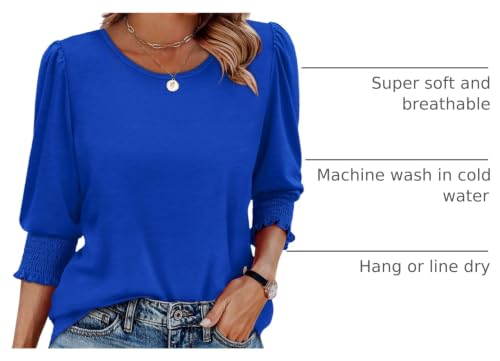 Image of XIEERDUO Blouses for Women Dressy Casual 3 /4 Length Sleeve Womens Tops with Smocked Cuffs