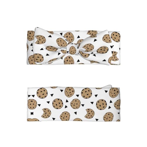 FoRes Cookies Food Chocolate Chip Biscuits Stretchy Bow Headband for Baby Newborn - Angel Princess Hairband, Perfect Full Moon Gift for Kids Girls2