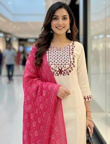 Ensemble de pantalon Kurta en pur coton Chanderi de qualité supérieure - 4