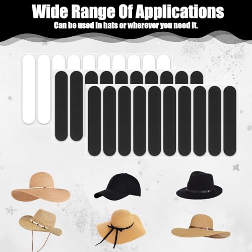 Bewudy 30 Stück Hutgrößen Reduzierer, 5mm Selbstklebend Hut Größe Reduzierer Schaumstoff Hut Verkleinerung Hutverkleinerer Hut-Schweißband Klebeband für Verschiedene Arten von Hüten (Schwarz, Weiß)