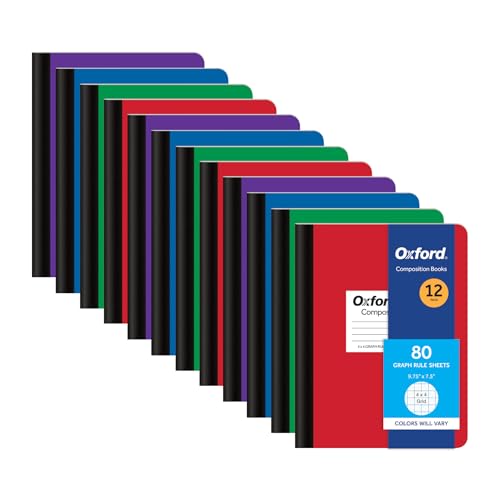 Carnets de composition Oxford 19x24cm lignés pour la rentrée scolaire en lot de 12