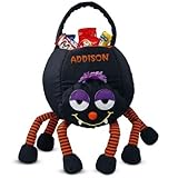 Lillian Vernon Spider Personalized Halloween Treat Bag - Large Trick or Treat Tote & Candy Basket for Kids, Polyester, 9