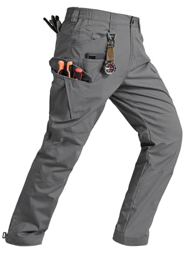 TBMPOY Men's Water Resistant Cargo Work Pants Ripstop Tactical Hiking Military Construction Outdoor Pants 10 Pockets