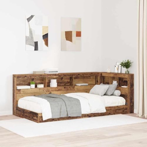 GeenYuu Cabecero de almacenamiento con estante de madera de 90 cm en forma de L con base de carga, cabecero resistente para dormitorio, diseño moderno