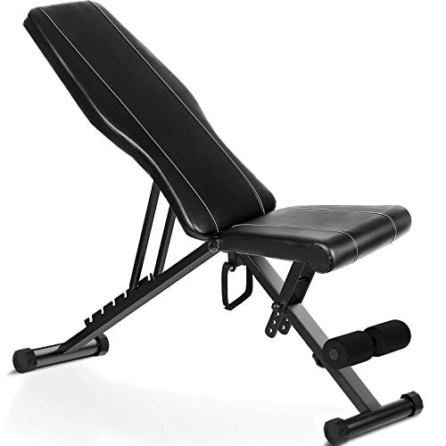 INTEY Utility Weight Bench Adjustable Strength Training Bench Foldable Exercise Bench for Home Gym Full Body Workout (Incline/Decline)
