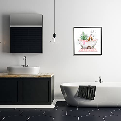 Image of 'Chic Cocker Spaniel Puppy in Pink Bubble Bath'| Framed Giclee Art | Stupell Industries | Black, 24 x 24 Inches, Easy to Hang and Sturdy, Made in USA, by Ziwei Li