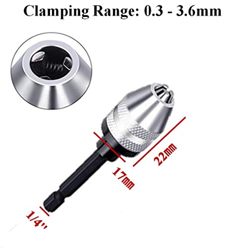 aiyun Hex Shank Keyless Drill Chuck - 2Pcs Quick Change Adapter Converter drill adapter (0.6-8mm,0.3-3.6mm)