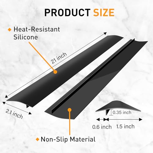 CasaCulina Silicone Stove Gap Covers 2 Pack, Heat Resistant Stove Guard