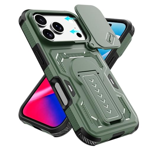 Coque silicone rigide vert premium pour iPhone 16 Pro Max avec support