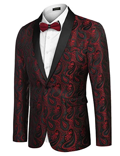 COOFANDY – Vestes blazer décontractées pour hommes – Costumes rétro jacquard à imprimé floral paisley – Vestes à bouton unique – Costumes chics...