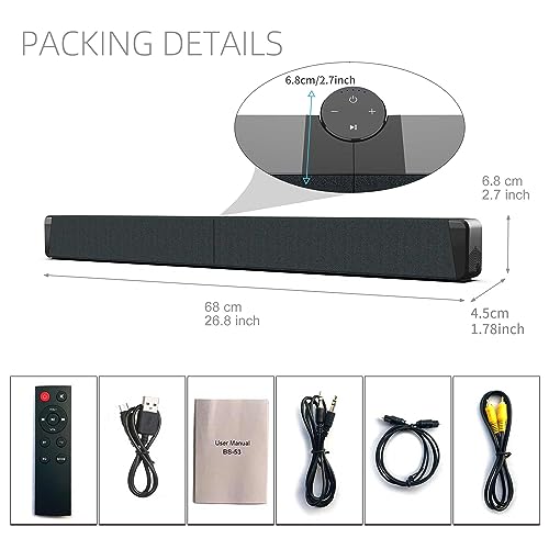 INFIBLA Barras de som dobráveis para alto-falante de TV, Bluetooth 5.1, OPT, coaxial, USB, entradas