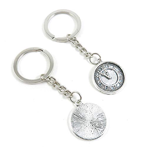 elecmall Charms 20 PCS Antique Silver Keyrings Keychains Key Ring Chains Tags Clasps M1WR2 Clock Pocket Watch