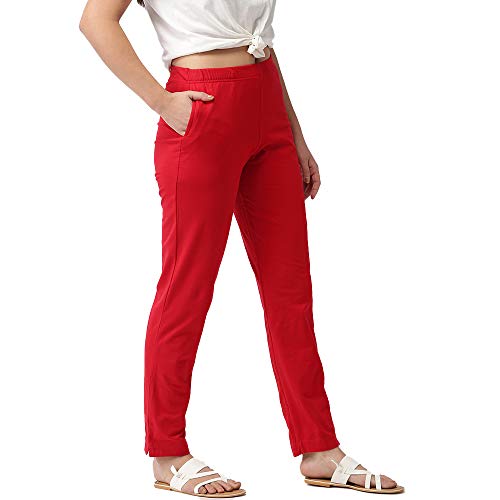 Image of GO COLORS Cotton Stretch Kurti Pants Full Length for Women | Breathable, Mid Rise, Tall