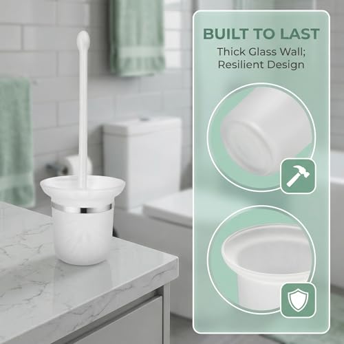 JNEYVIC Toilettenbürstenbecher Toilettenbürstenhalter Milchglas Klobürstenhalter Glas Toilettenbürstenschale Ersatzhalter für Toilettenbürste Toilettenbecher Toilettenbürsten-Basisbecher für Bad
