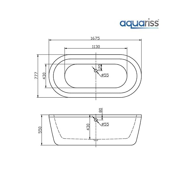 Designer White Free Standing Bath 1700 x 800 mm Modern Bathroom Bathtub - Image 10