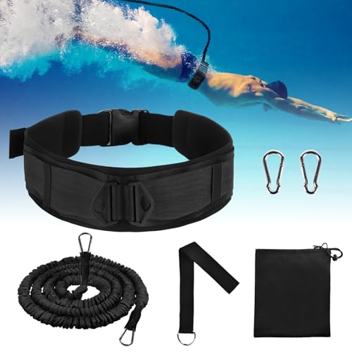 YOOHBERRYS Elastico Nuoto Statico Piscina, Cintura da Nuoto per Piscina Extra Larga da 10 cm, 4m Cinture da Piscina Regolabile con 2 Fibbie di Ricambio in Acciaio Inox 304