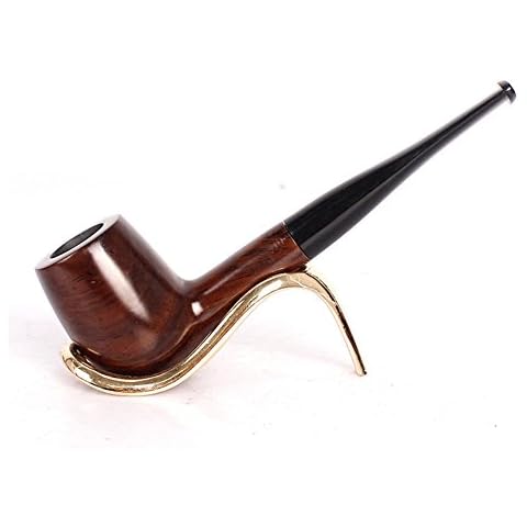 UrChoiceLtd Tobacco Smoke Pipe Classic Brwon Ebony 9MM Filter Element Wood Tobacco Smoking Estate Pipe Pipes Ebony Circled Best For Gift - Hand Made (519-Ebony) Cover