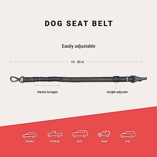 Owleys Adjustable Dog Seat Belt, Black Nylon Dog Safety Belt For Car Seats, Extra Safe & Durable Dog Seat Belt With Elastic Shock-Absorbing Bungee, Secure & Long-Lasting Dog Seatbelt For Dog Harness #TOP1