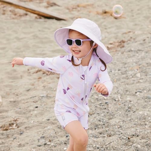 Jan & Jul Grow-with-Me Wide Brim UPF Hat for Toddlers with Neck Flap (M: 6-24 Months, Lavender) - 4