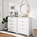 White 4 Drawer Dresser for Bedroom, Tall Bedroom Dresser with Large Drawer & Golden Handles, Wooden Storage Organizer Cabinet Chest of Drawer for Closet, Living Room, Hallway, Children's Room