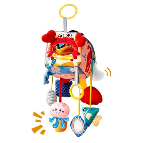 Image of SNOWIE SOFT Baby Toys for 6 to 12 Months Soft Stuffed Cartoon Cute Crab Plush Toys, Assorted Squeaky Sound Toy Pendants, Open Ring Clasp Hanging Toddler Crib Toys New Born Baby Gifts