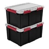 20 Gallon Gasket Tote, Waterproof Plastic Storage Bins with Lids & Durable Latches, Black Stackable Sealed Storage Container for Garage, Basement, Attic & Home Organization (2)