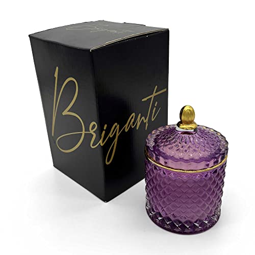 Briganti Aromatherapy Candle For Home - Hemp Day (Green Herbs, Patchouli, Vetiver, Hemp) Highly Scented Soy Candles In Violet Glass Jar, Non-Toxic Fragrances + Essential Oils, Long Lasting Clean Burn #TOP1