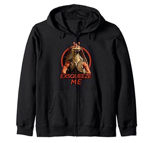 Star Wars Jar Jar Binks Exsqueeze Me Portrait Zip Hoodie