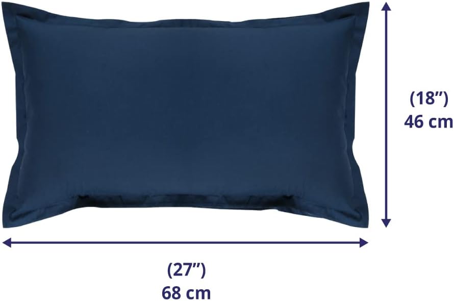 Wakefit 100% Cotton 200 Tc Solid Pillow Cover, Standard - 18 X 27 Inches, Navy Blue, Set of 4