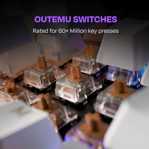 Image of Kreo Hive Full-Size Gaming Keyboard with 98-Key Design, Outemu Switches, Metal Volume Knob Customizable RGB, Case Foam, RGB, Brown Switch, 3 Colour keycap, White-Purple (White, Brown Switch)