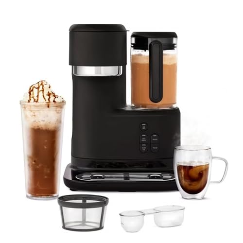 Single Serve Frappe and Iced Coffee Maker with Built-In Blender and Reusable Filter System