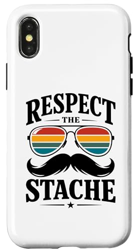 Funny Mustache respect The Stache ���g�� �r���e�[�W �t�F�C�V�����w�A �X�}�z�P�[�X iPhone X/XS �p