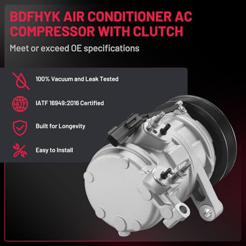 BDFHYK Air Conditioning A/C Compressor 68184 Compatible with Dodge Nitro 2007-2008 V6 3.7L, Compatible with Jeep Liberty 2006-2008 V6 3.7L, Replace# 55111400AB
