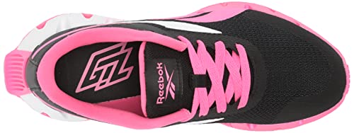 Reebok Tênis infantil unissex Zig Dynamica 2.0, Preto/rosa atômico/branco, 7 Big Kid
