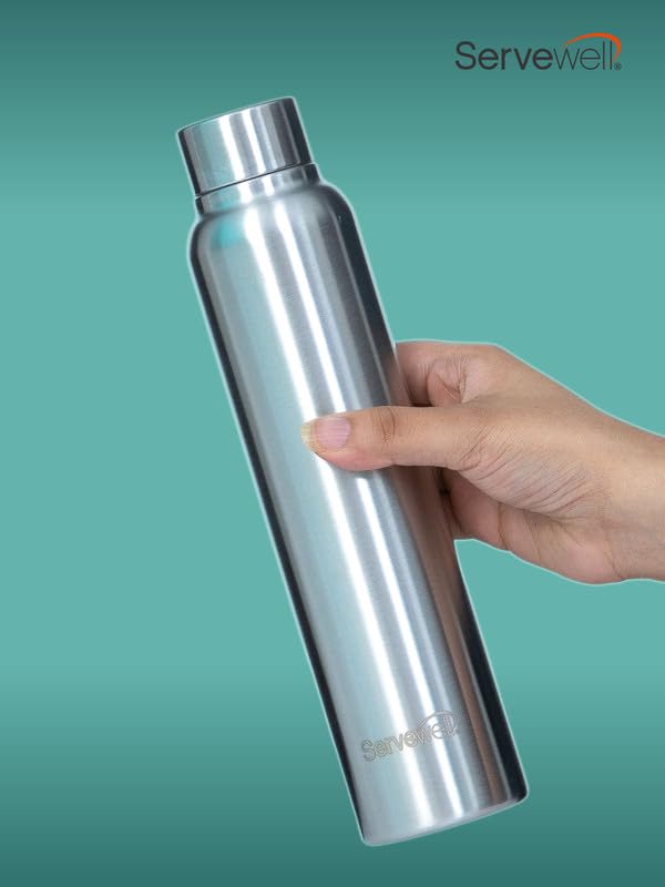 Image of Servewell 1 pc Sleek - SS Single Wall Bottle 600 ml - Steel