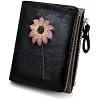 Small Wallet, PU Leather Card Wallet Credit Card Holders for Women and Girls, Fashionable Ladies Wallets Womens Wallets with Embroidery Patterns for Travelling, Shopping, Dating black