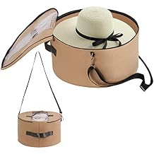 LitLandstar Hat Organizer Round Storage Box Portable Felt Container Foldable Hat Holder with Dust Proof Lid, Hat Rack for Closet or Travel 17" D x 10" H, Khaki