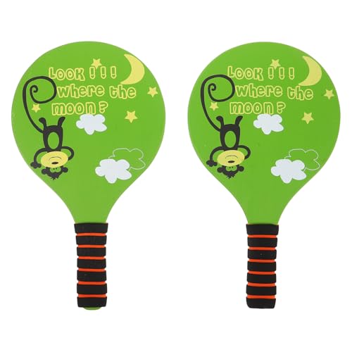 INOOMP Set de 2 Palas de Madera para niños: Juego de Raquetas con Pelota de Playa para Tenis y bádminton - Raquetas Deportivas para Eventos al Aire Libre y de Verano
